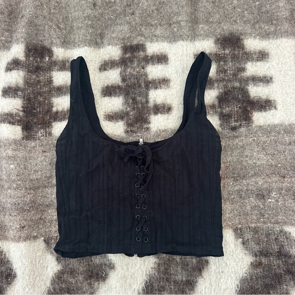 With Jéan Cotton Black Tank Top small